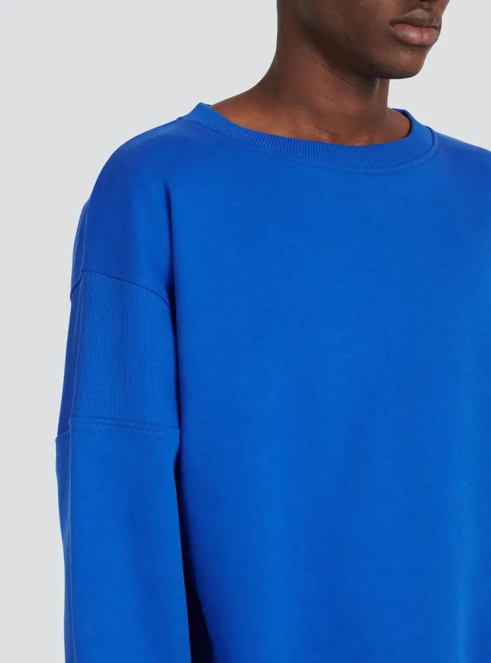 Balmain Sweatshirts Mens EcoDesigned Cotton Sweatshirt With Balmain Logo Print Navy Balmain Sweatshirts Mens EcoDesigned Cotton Sweatshirt With Balmain Logo Print Navy
