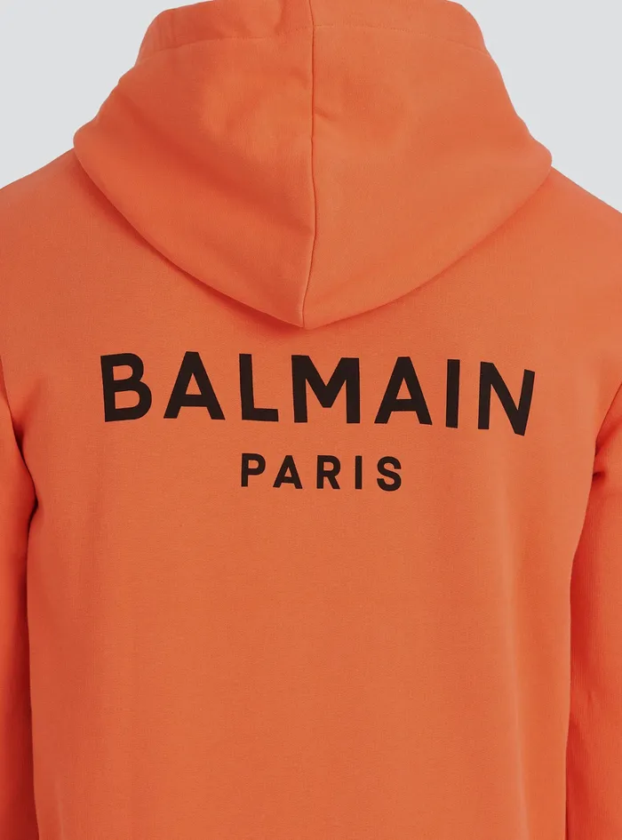 Balmain Sweatshirts Mens EcoDesigned Cotton Sweatshirt With Balmain Logo Print Orange Balmain Sweatshirts Mens EcoDesigned Cotton Sweatshirt With Balmain Logo Print Orange