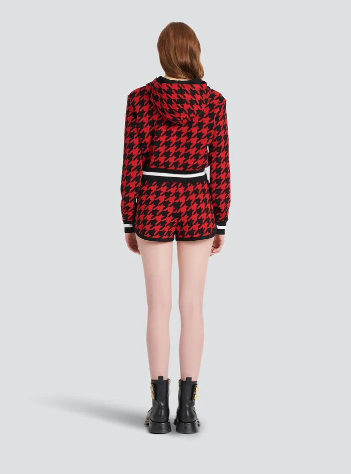 Balmain Sweatshirts Womens Cropped Jacquard Sweatshirt Red