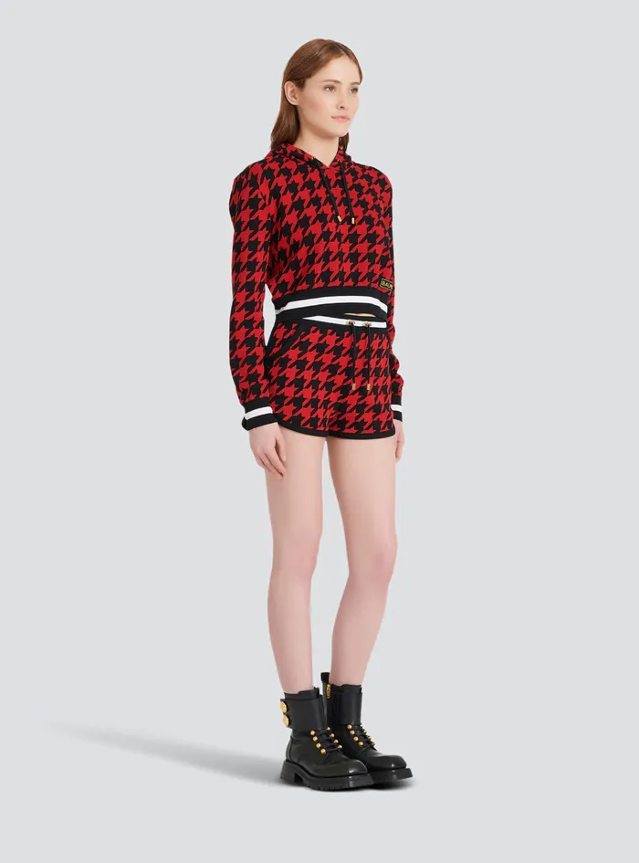 Balmain Sweatshirts Womens Cropped Jacquard Sweatshirt Red