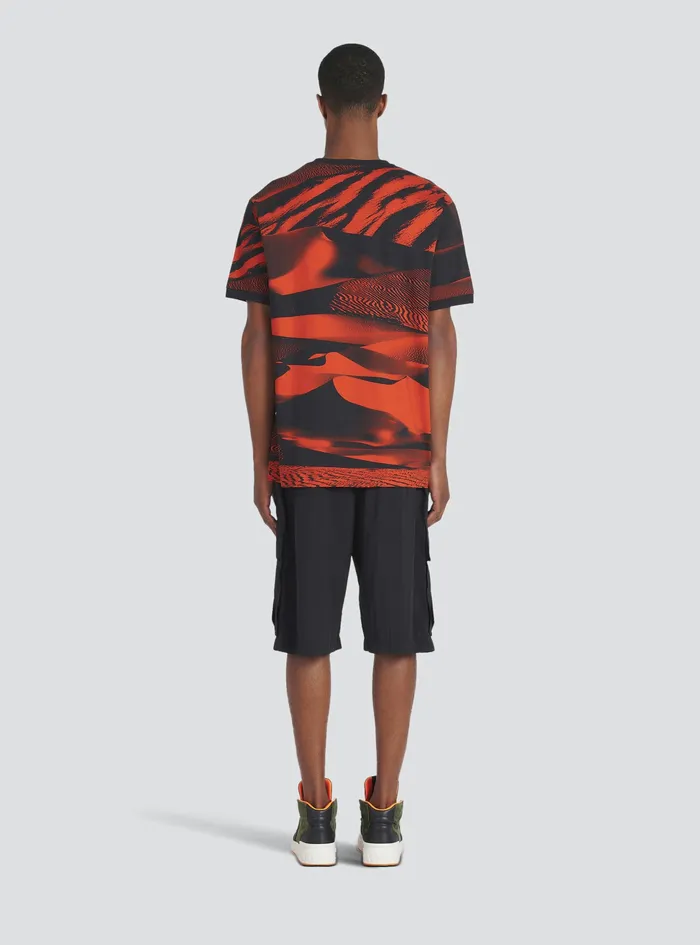 Balmain TShirts Mens All Over Printed TShirt With Balmain Logo Multicolor
