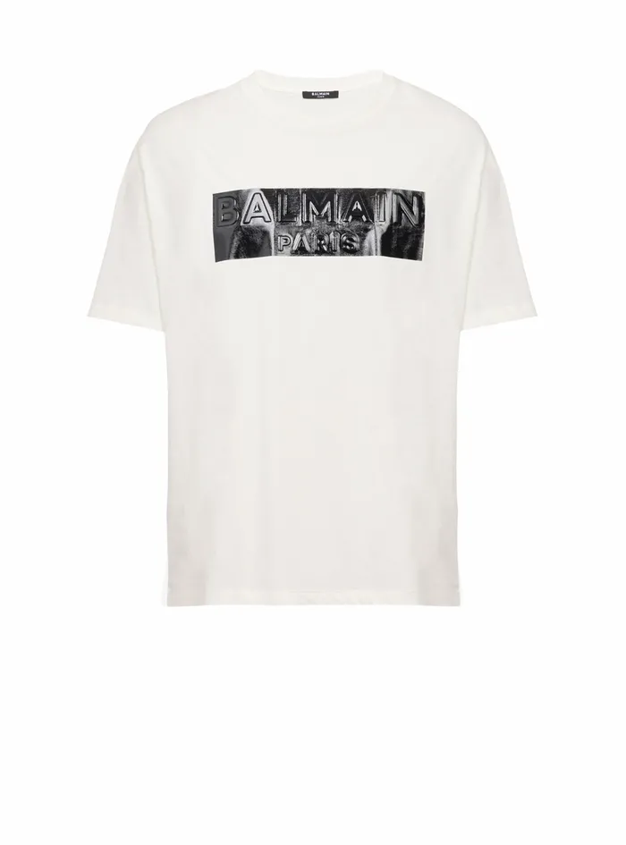Balmain TShirts Mens Cotton TShirt With Balmain Logo Print White