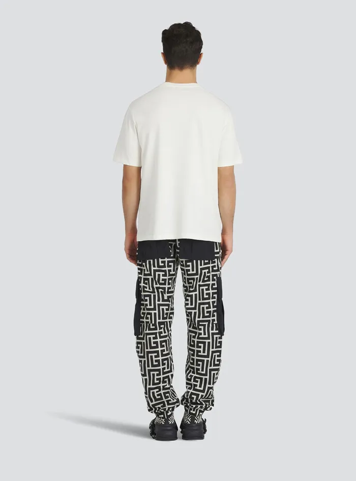 Balmain TShirts Mens Cotton TShirt With Balmain Logo Print White Balmain TShirts Mens Cotton TShirt With Balmain Logo Print White