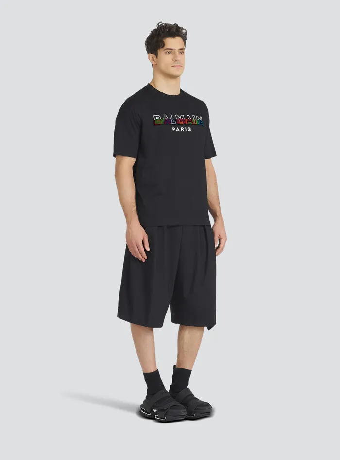 Balmain TShirts Mens EcoDesigned Cotton TShirt With Balmain Logo Print Black Balmain TShirts Mens EcoDesigned Cotton TShirt With Balmain Logo Print Black