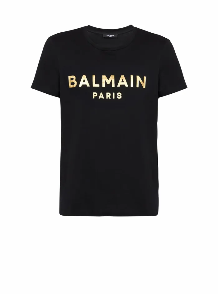 Balmain TShirts Mens EcoDesigned Cotton TShirt With Balmain Paris Logo Print Black Balmain TShirts Mens EcoDesigned Cotton TShirt With Balmain Paris Logo Print Black