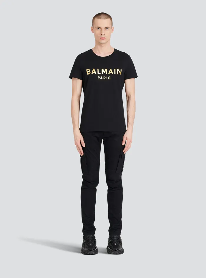 Balmain TShirts Mens EcoDesigned Cotton TShirt With Balmain Paris Logo Print Black Balmain TShirts Mens EcoDesigned Cotton TShirt With Balmain Paris Logo Print Black