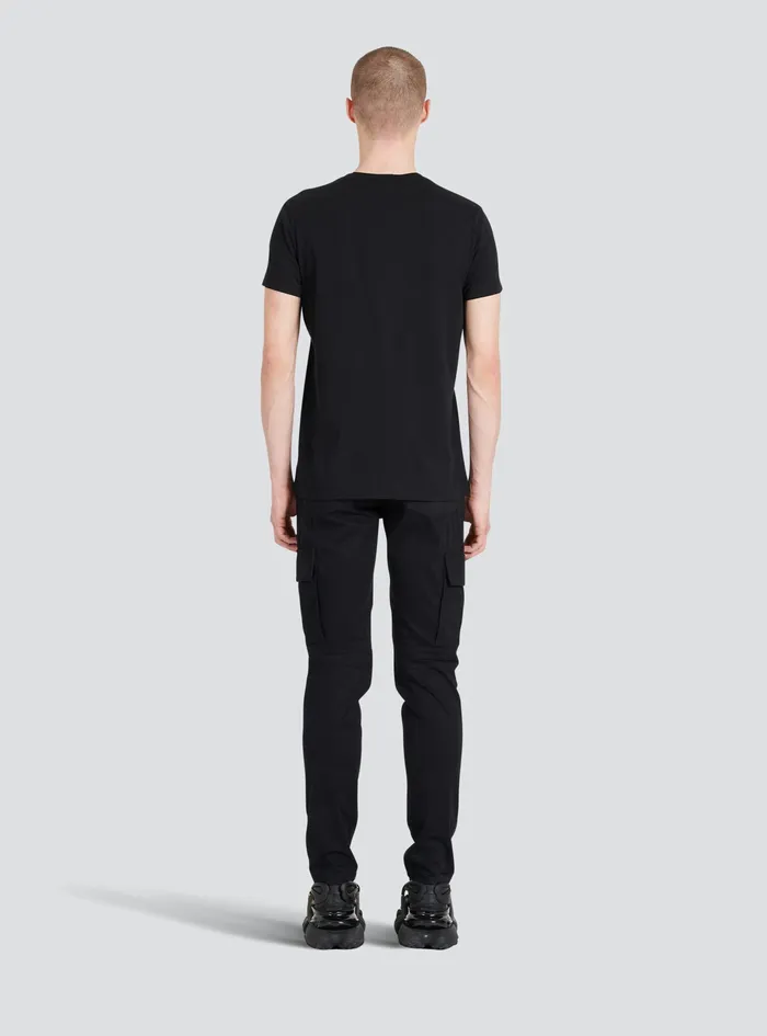 Balmain TShirts Mens EcoDesigned Cotton TShirt With Balmain Paris Logo Print Black Balmain TShirts Mens EcoDesigned Cotton TShirt With Balmain Paris Logo Print Black