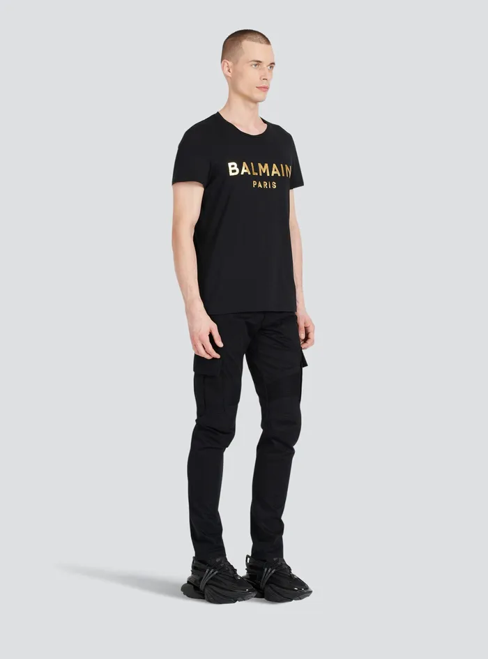 Balmain TShirts Mens EcoDesigned Cotton TShirt With Balmain Paris Logo Print Black Balmain TShirts Mens EcoDesigned Cotton TShirt With Balmain Paris Logo Print Black