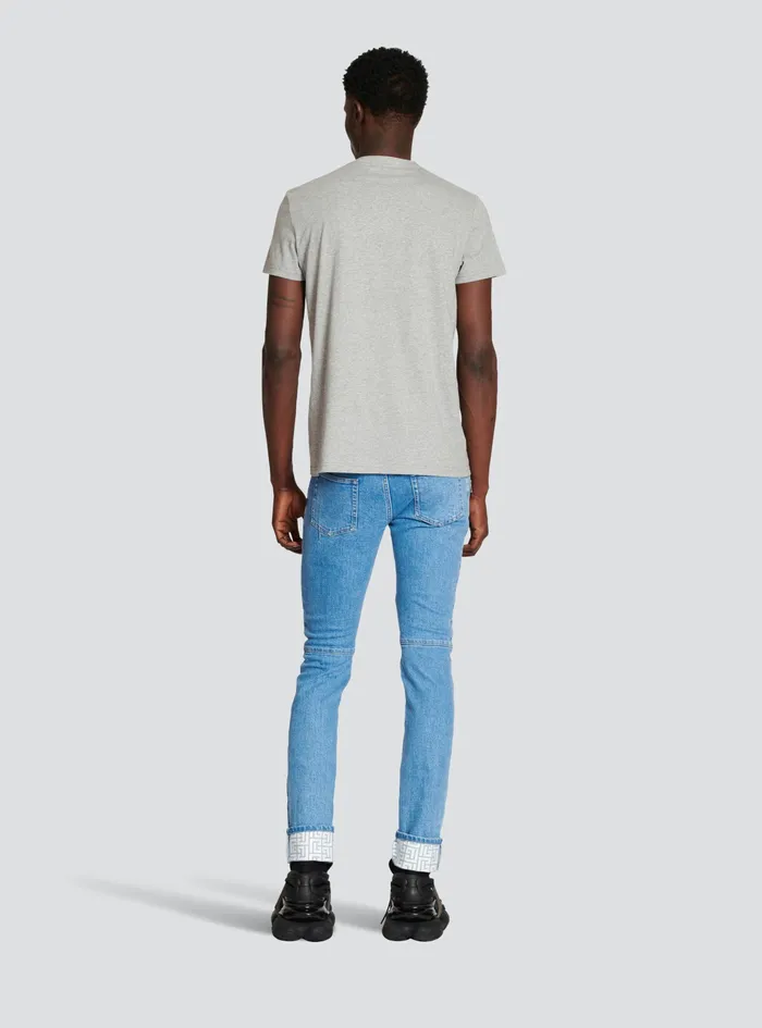 Balmain TShirts Mens Exclusive 8211 Cotton TShirt With Balmain Logo Print Grey