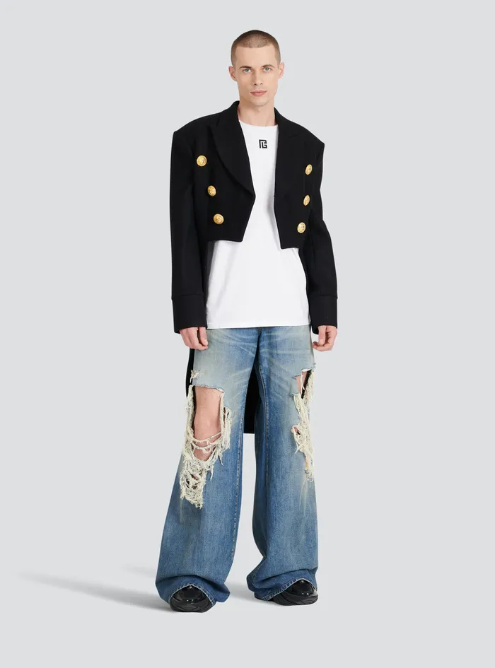 Balmain TShirts Mens Oversized Cotton TShirt With Maxi Balmain Logo Print White Balmain TShirts Mens Oversized Cotton TShirt With Maxi Balmain Logo Print White