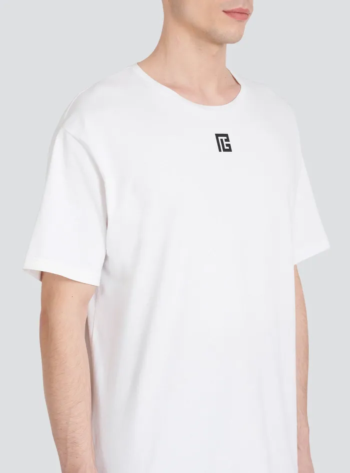 Balmain TShirts Mens Oversized Cotton TShirt With Maxi Balmain Logo Print White Balmain TShirts Mens Oversized Cotton TShirt With Maxi Balmain Logo Print White
