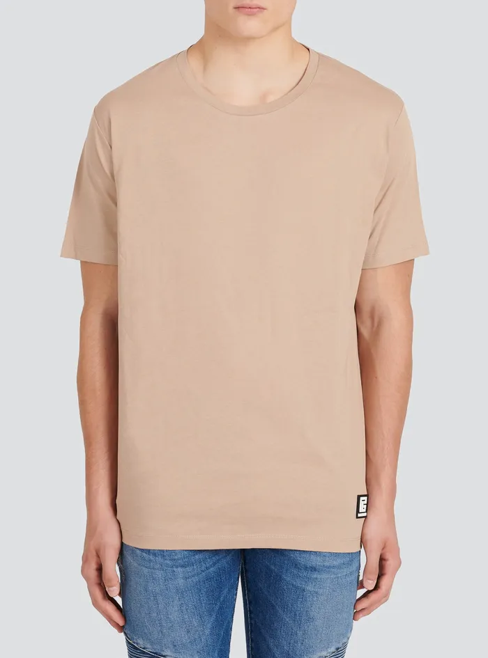 Balmain TShirts Mens Oversized EcoDesigned Cotton TShirt With Balmain Logo Print Beige Balmain TShirts Mens Oversized EcoDesigned Cotton TShirt With Balmain Logo Print Beige