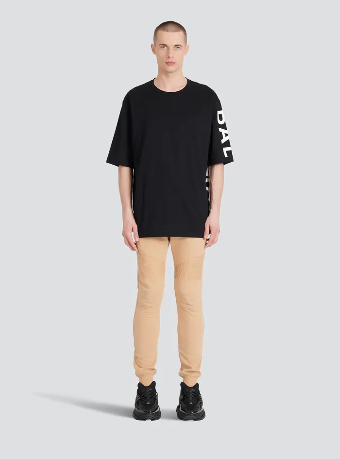 Balmain TShirts Mens Oversized EcoDesigned Cotton TShirt With Balmain Logo Print Black Balmain TShirts Mens Oversized EcoDesigned Cotton TShirt With Balmain Logo Print Black