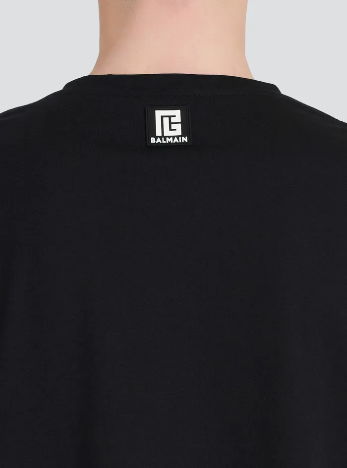 Balmain TShirts Mens Oversized EcoDesigned Cotton TShirt With Balmain Logo Print Black Balmain TShirts Mens Oversized EcoDesigned Cotton TShirt With Balmain Logo Print Black