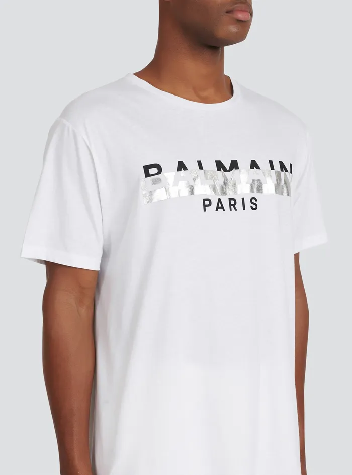 Balmain TShirts Mens Oversized EcoDesigned Cotton TShirt With Balmain Logo Print White Balmain TShirts Mens Oversized EcoDesigned Cotton TShirt With Balmain Logo Print White