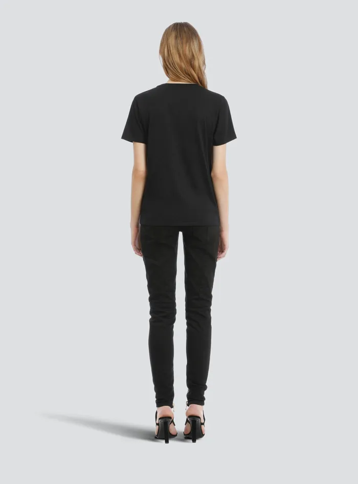 Balmain TShirts Womens EcoDesigned Cotton TShirt With Balmain Logo Print Black Balmain TShirts Womens EcoDesigned Cotton TShirt With Balmain Logo Print Black
