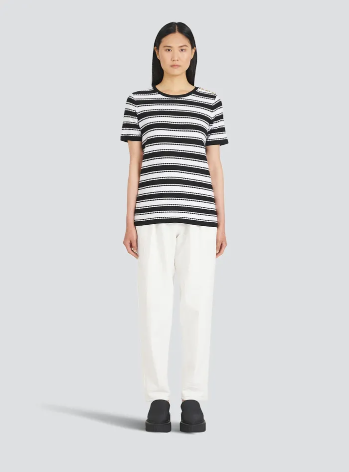 Balmain TShirts Womens Striped Jersey TShirt Navy