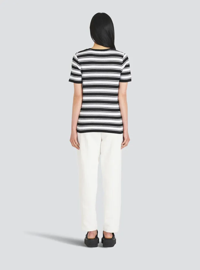 Balmain TShirts Womens Striped Jersey TShirt Navy
