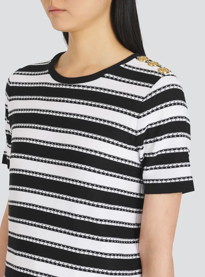 Balmain TShirts Womens Striped Jersey TShirt Navy