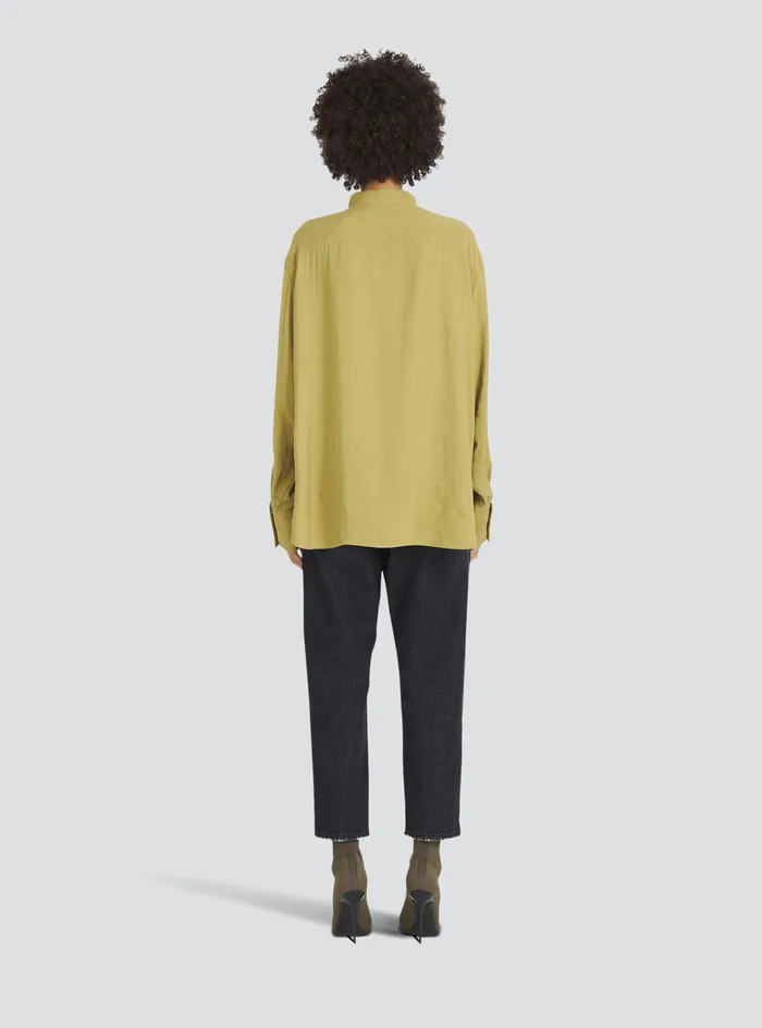 Balmain Tops And Shirts Womens Cotton Mao Shirt With GoldTone Buttons Beige Balmain Tops And Shirts Womens Cotton Mao Shirt With GoldTone Buttons Beige