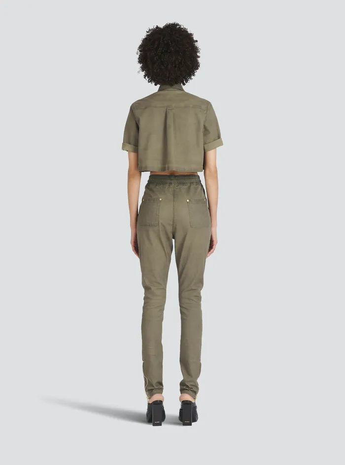 Balmain Tops And Shirts Womens Cropped Denim Shirt Khaki Balmain Tops And Shirts Womens Cropped Denim Shirt Khaki