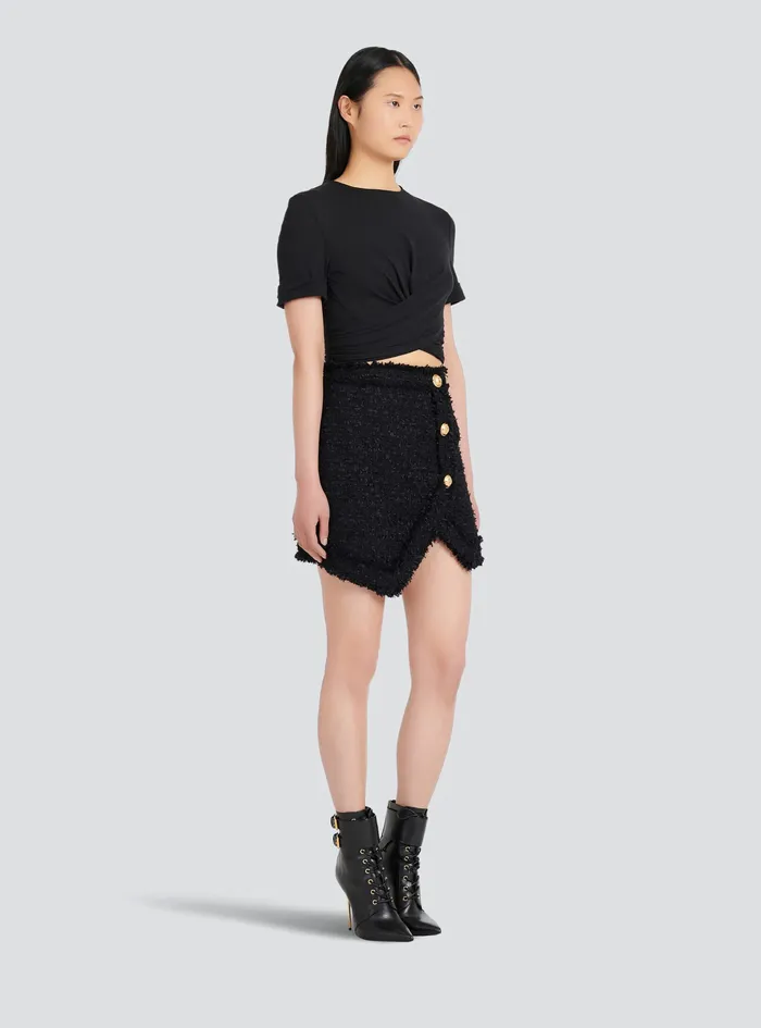 Balmain Tops And Shirts Womens EcoDesigned Cotton Crop Top Black Balmain Tops And Shirts Womens EcoDesigned Cotton Crop Top Black