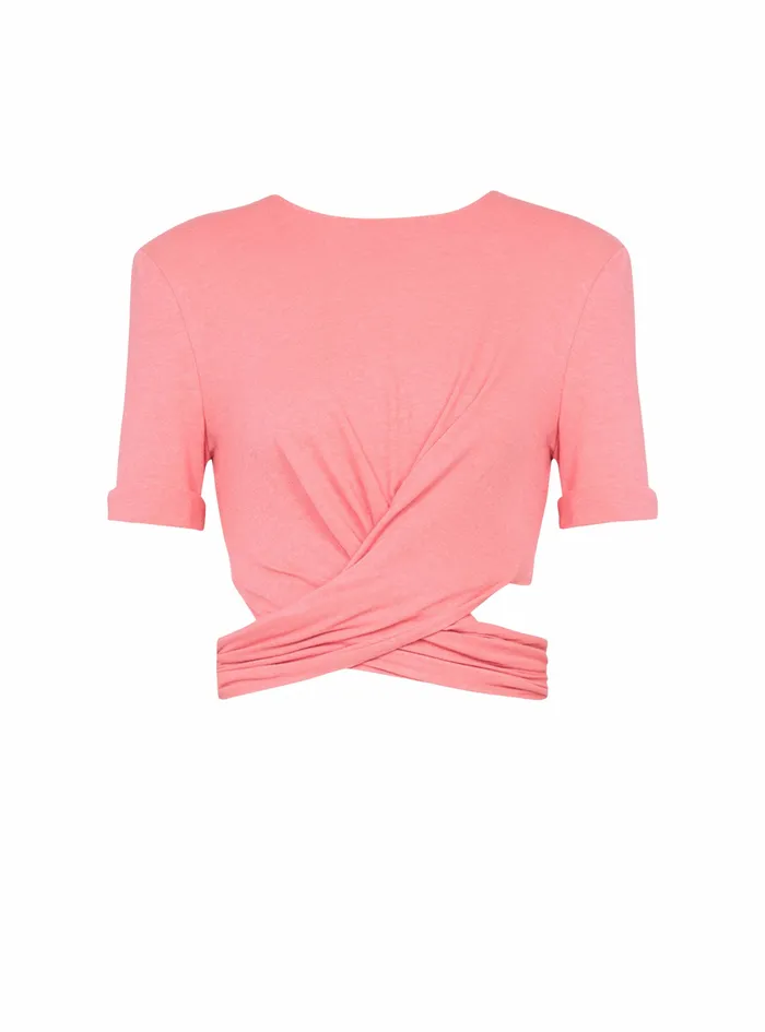 Balmain Tops And Shirts Womens EcoDesigned Cotton Crop Top Pink
