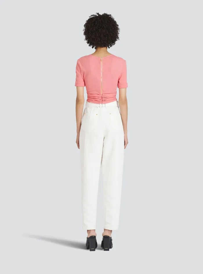 Balmain Tops And Shirts Womens EcoDesigned Cotton Crop Top Pink Balmain Tops And Shirts Womens EcoDesigned Cotton Crop Top Pink