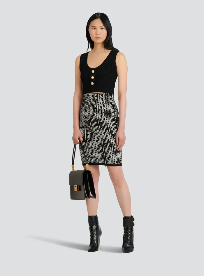 Balmain Tops And Shirts Womens EcoDesigned Knit Crop Top Black
