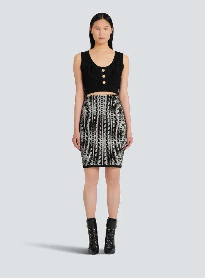 Balmain Tops And Shirts Womens EcoDesigned Knit Crop Top Black