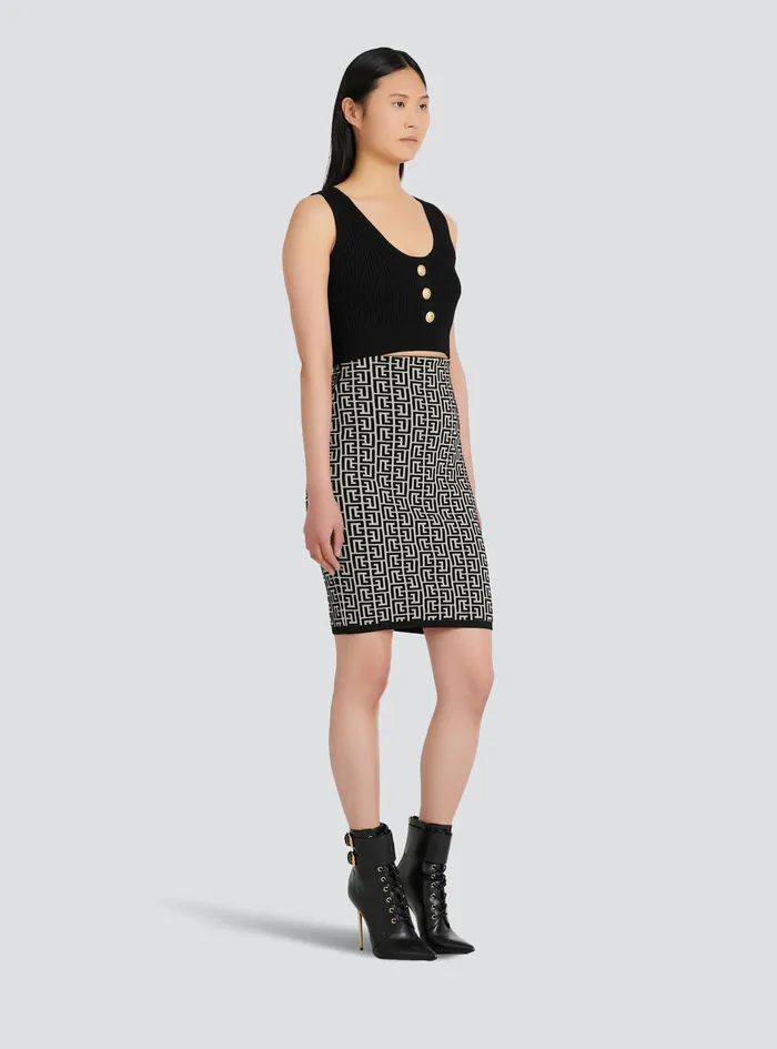 Balmain Tops And Shirts Womens EcoDesigned Knit Crop Top Black