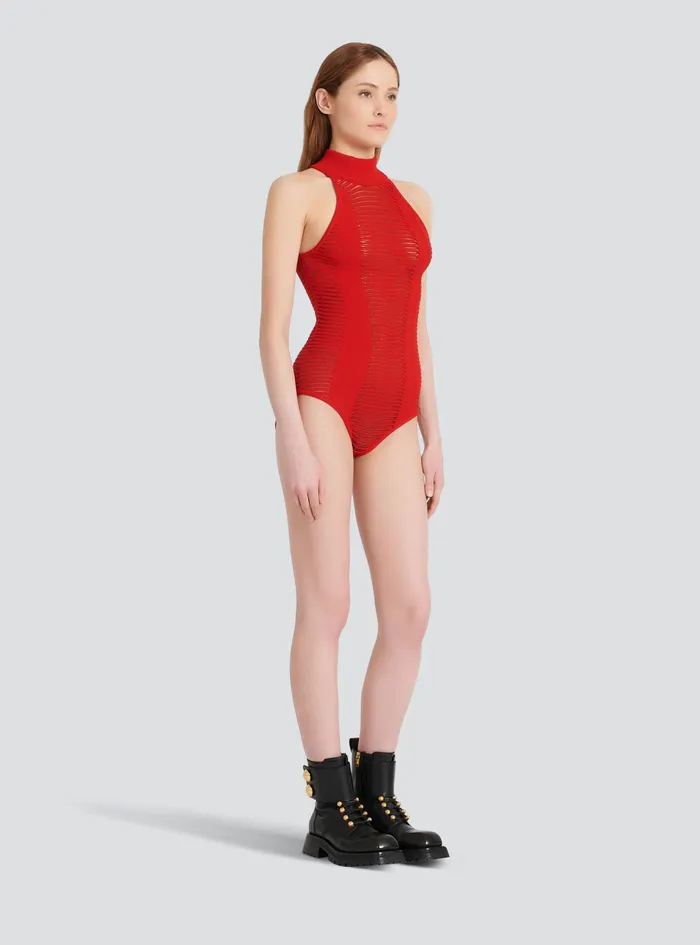 Balmain Tops And Shirts Womens Knit Bodysuit Red