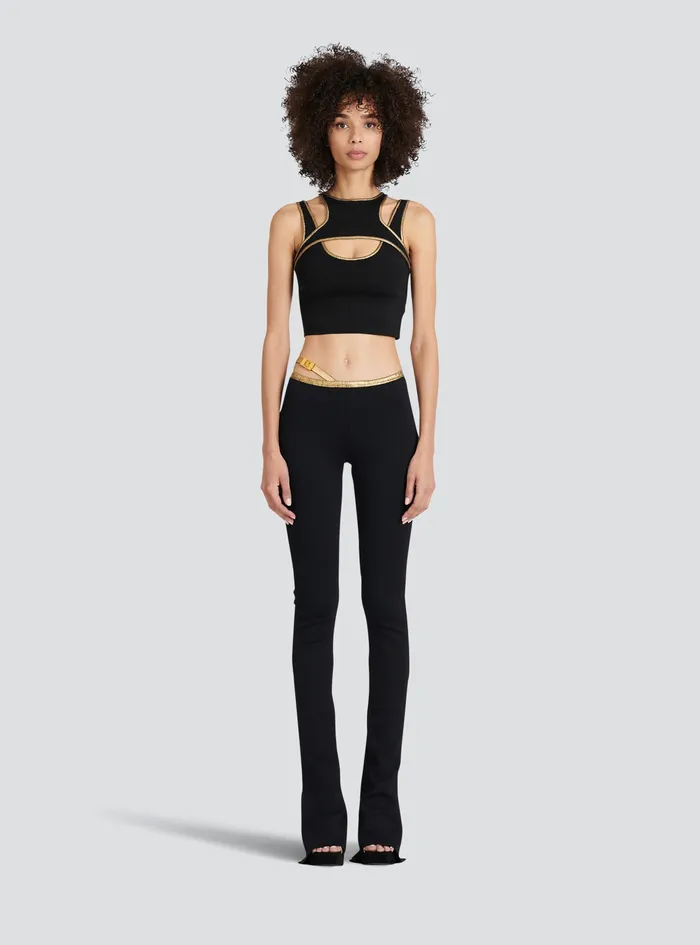 Balmain Tops And Shirts Womens Knit Crop Top Black Balmain Tops And Shirts Womens Knit Crop Top Black