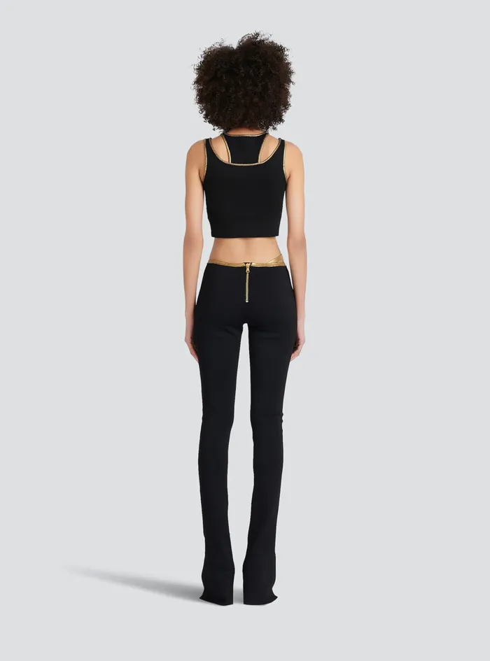 Balmain Tops And Shirts Womens Knit Crop Top Black Balmain Tops And Shirts Womens Knit Crop Top Black