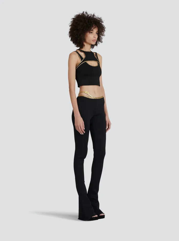 Balmain Tops And Shirts Womens Knit Crop Top Black Balmain Tops And Shirts Womens Knit Crop Top Black