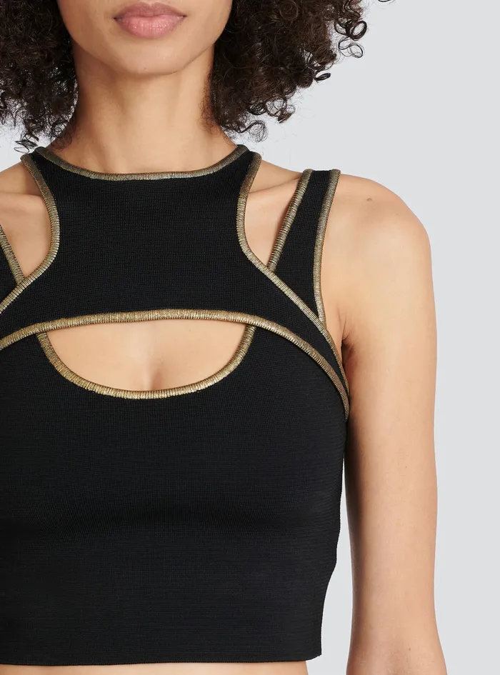 Balmain Tops And Shirts Womens Knit Crop Top Black Balmain Tops And Shirts Womens Knit Crop Top Black