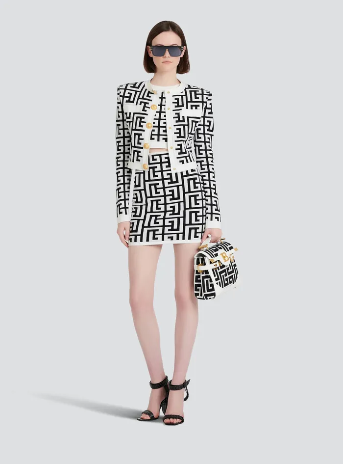 Balmain Tops And Shirts Womens Knit Crop Top With Balmain Monogram White Balmain Tops And Shirts Womens Knit Crop Top With Balmain Monogram White
