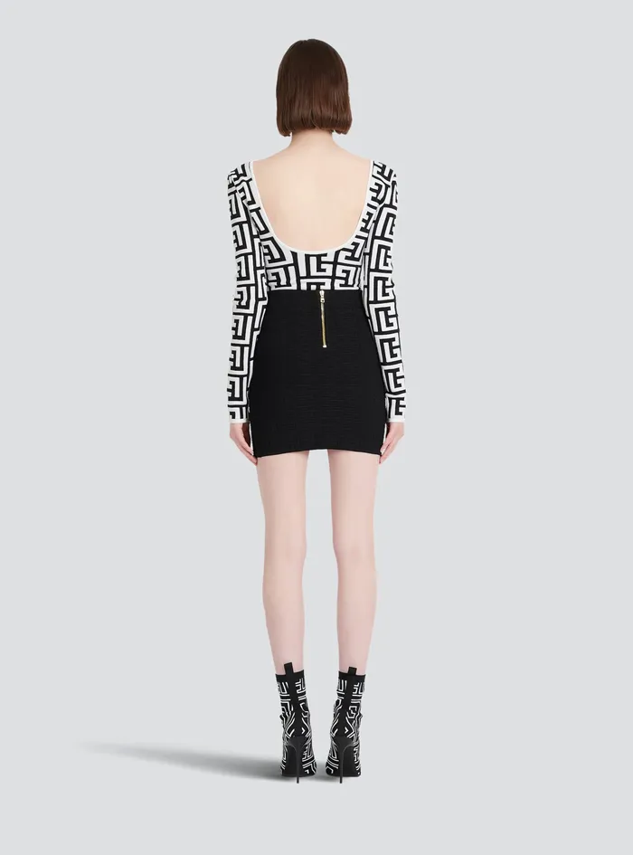 Balmain Tops And Shirts Womens LongSleeved Knit Bodysuit With Maxi Balmain Monogram Black Balmain Tops And Shirts Womens LongSleeved Knit Bodysuit With Maxi Balmain Monogram Black