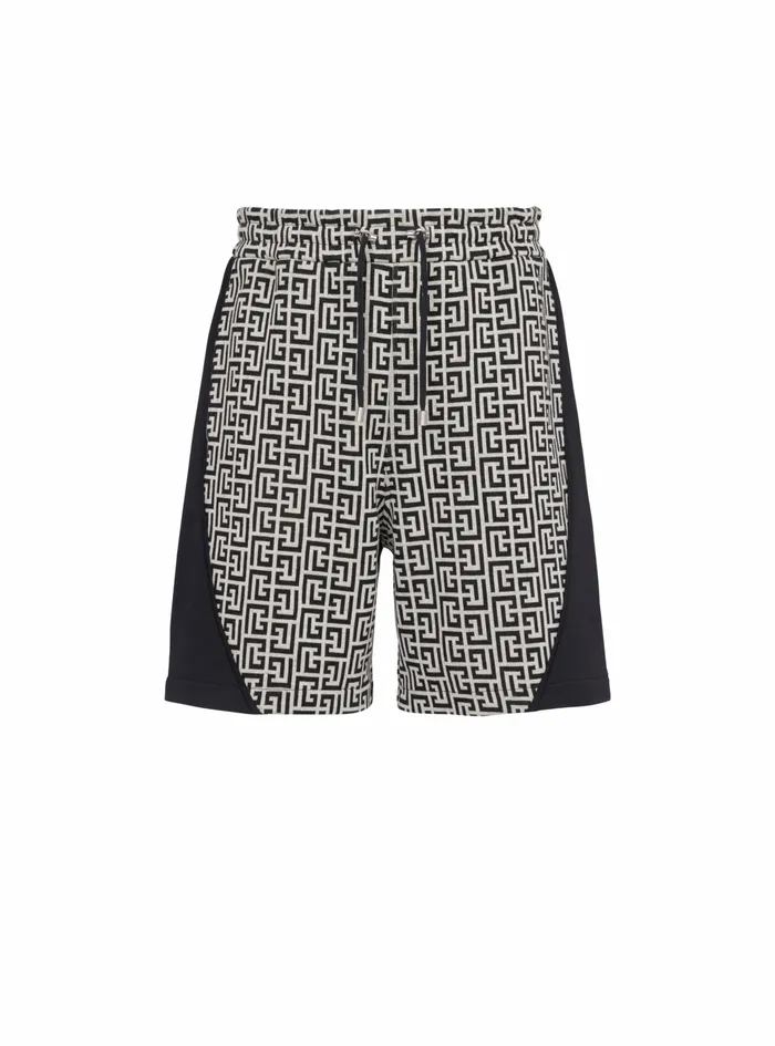 Balmain Trousers And Shorts Mens Cotton Shorts With Balmain Monogram And Velcro Logo Black Balmain Trousers And Shorts Mens Cotton Shorts With Balmain Monogram And Velcro Logo Black