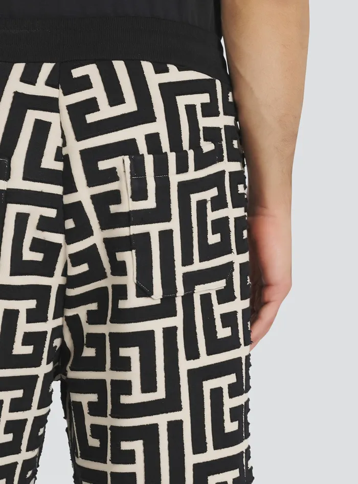Balmain Trousers And Shorts Mens Cotton Shorts With Maxi Balmain Monogram Black Balmain Trousers And Shorts Mens Cotton Shorts With Maxi Balmain Monogram Black
