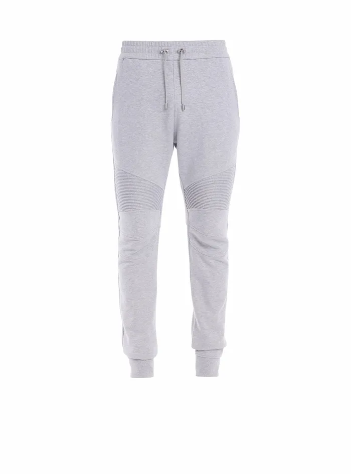 Balmain Trousers And Shorts Mens Cotton Sweatpants With Balmain Paris Logo Grey Balmain Trousers And Shorts Mens Cotton Sweatpants With Balmain Paris Logo Grey