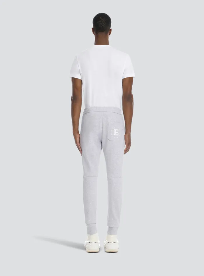 Balmain Trousers And Shorts Mens Cotton Sweatpants With Balmain Paris Logo Grey Balmain Trousers And Shorts Mens Cotton Sweatpants With Balmain Paris Logo Grey