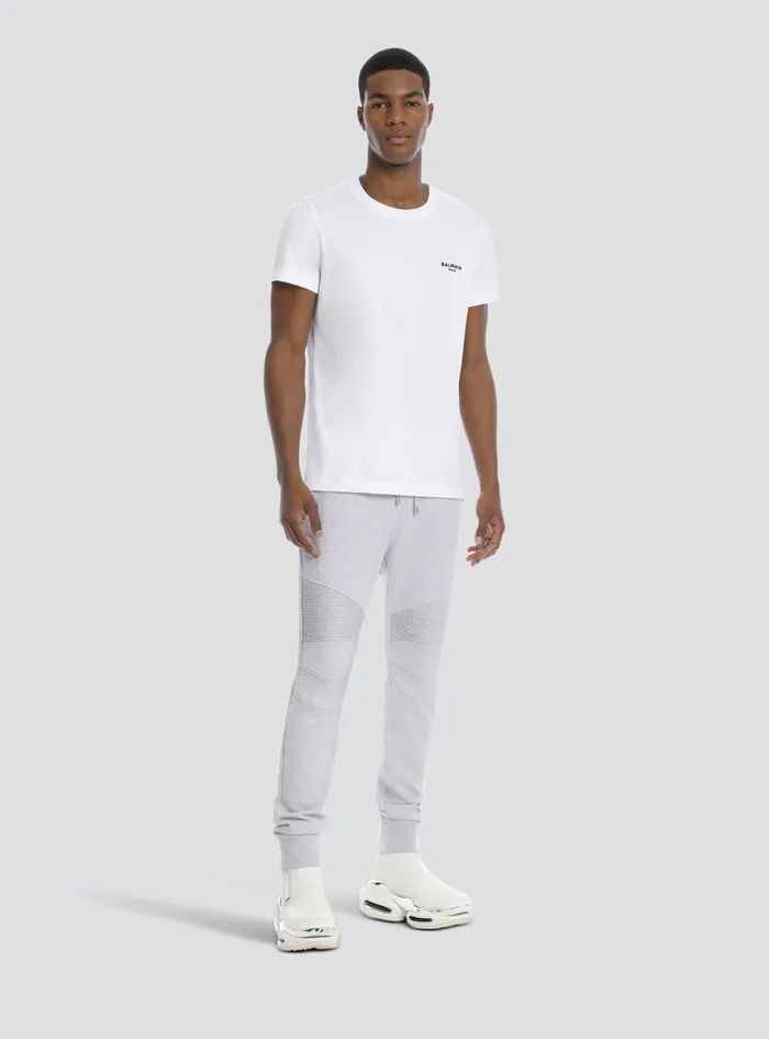Balmain Trousers And Shorts Mens Cotton Sweatpants With Balmain Paris Logo Grey Balmain Trousers And Shorts Mens Cotton Sweatpants With Balmain Paris Logo Grey