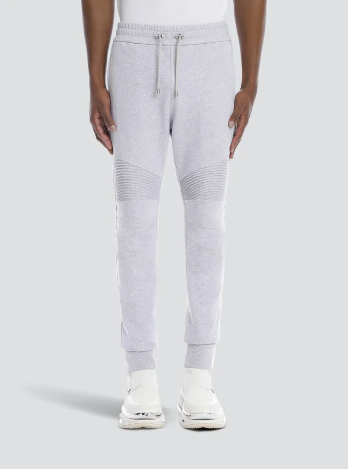 Balmain Trousers And Shorts Mens Cotton Sweatpants With Balmain Paris Logo Grey Balmain Trousers And Shorts Mens Cotton Sweatpants With Balmain Paris Logo Grey