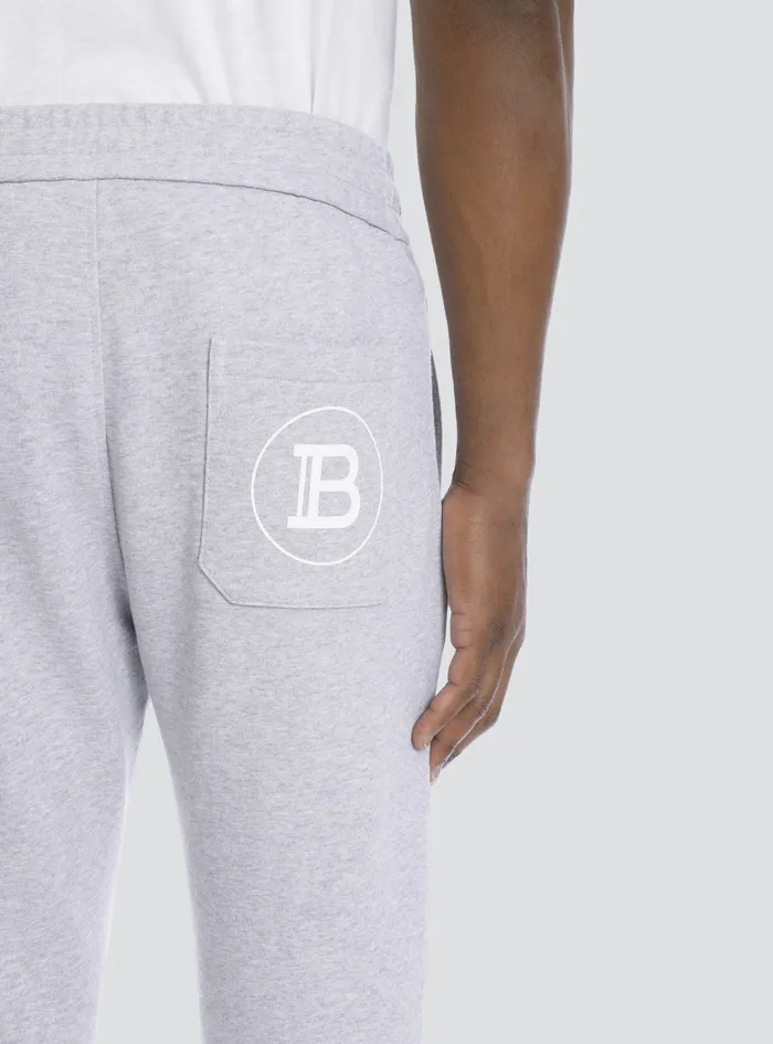 Balmain Trousers And Shorts Mens Cotton Sweatpants With Balmain Paris Logo Grey Balmain Trousers And Shorts Mens Cotton Sweatpants With Balmain Paris Logo Grey