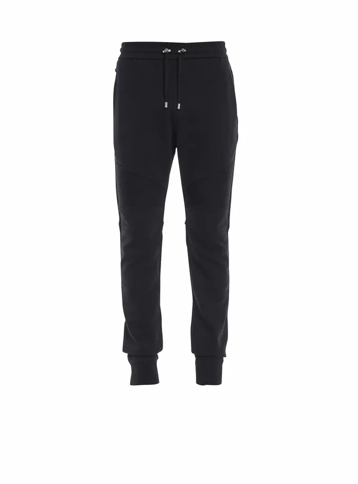 Balmain Trousers And Shorts Mens Cotton Sweatpants With Flocked Balmain Paris Logo Black Balmain Trousers And Shorts Mens Cotton Sweatpants With Flocked Balmain Paris Logo Black