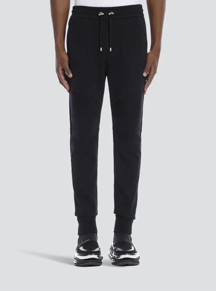 Balmain Trousers And Shorts Mens Cotton Sweatpants With Flocked Balmain Paris Logo Black Balmain Trousers And Shorts Mens Cotton Sweatpants With Flocked Balmain Paris Logo Black
