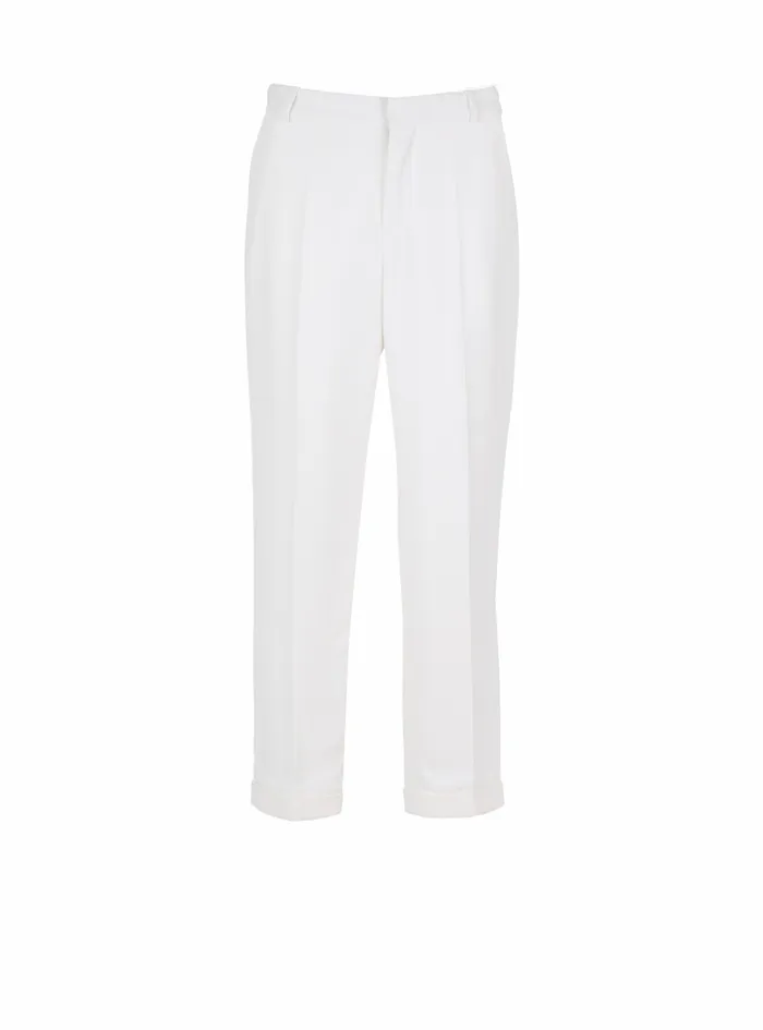 Balmain Trousers And Shorts Mens Crepe Pants White