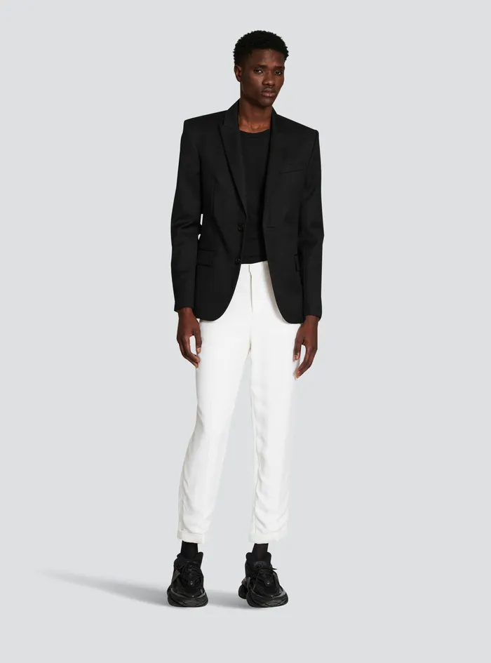 Balmain Trousers And Shorts Mens Crepe Pants White
