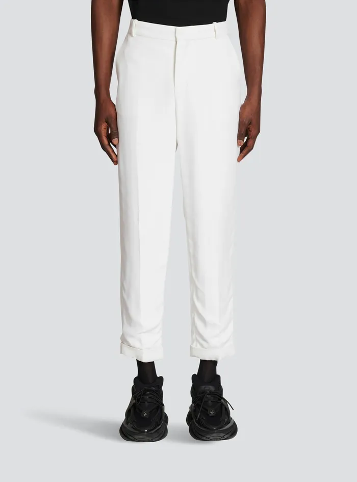 Balmain Trousers And Shorts Mens Crepe Pants White